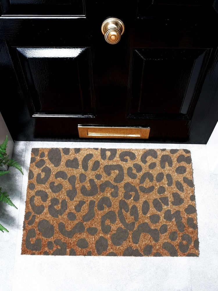 Artsy Mats Grey Leopard Print Doormat - Image 1 of 12