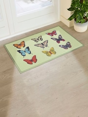 Artsy Mats Multi Lime Coloured Butterfly Doormat - Image 1 of 1