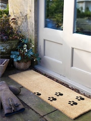 Artsy Mats Natural  Black Paw Prints Patio Doormat - Image 1 of 7
