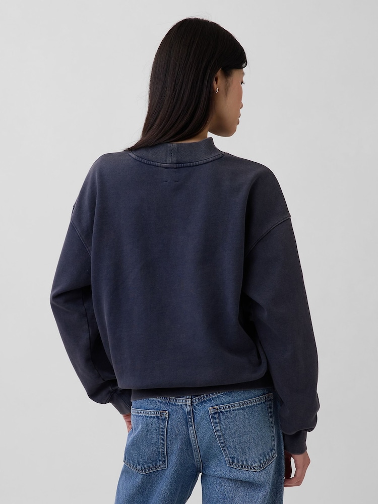 Gap Black Heavyweight French Terry Oversized Mock Neck Sweatshirt - Image 2 of 4 Gap Black Heavyweight French Terry Oversized Mock Neck Sweatshirt - Image 2 of 4