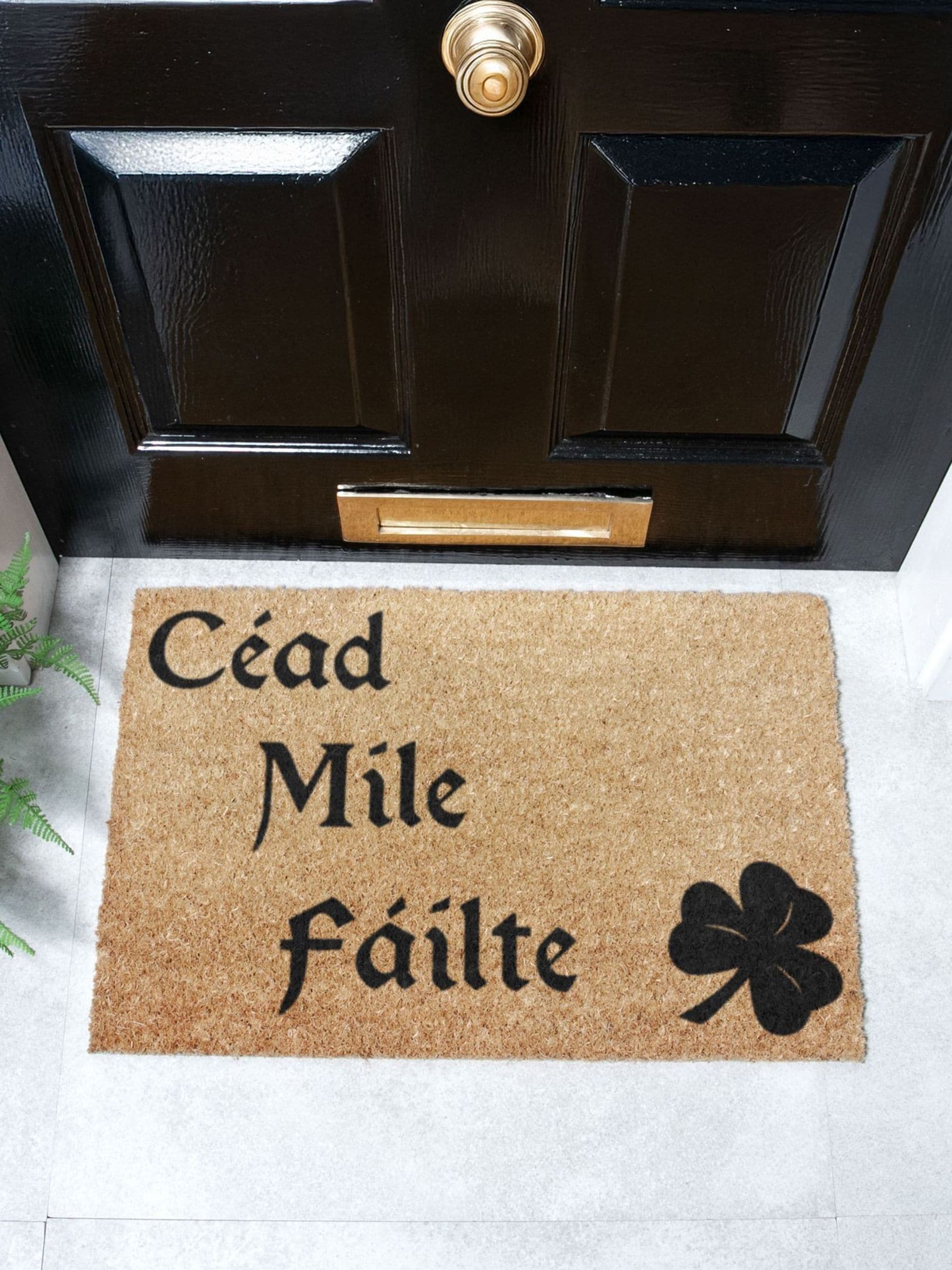 Artsy Mats Natural Black Cead Mile Failte Doormat