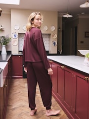 Burgundy Red Cosy Waffle Long Sleeve Henley Pyjamas - Image 2 of 5