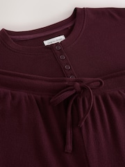 Vermelho Borgonha - Pijama Henley de manga comprida em tecido waffle aconchegante - Imagem 8 de 9