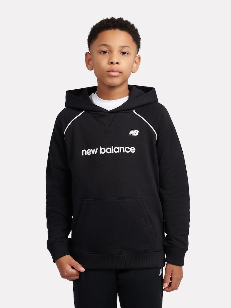 New Balance Black Linear Team Graphic French Terry Hoodie - Image 1 of 8