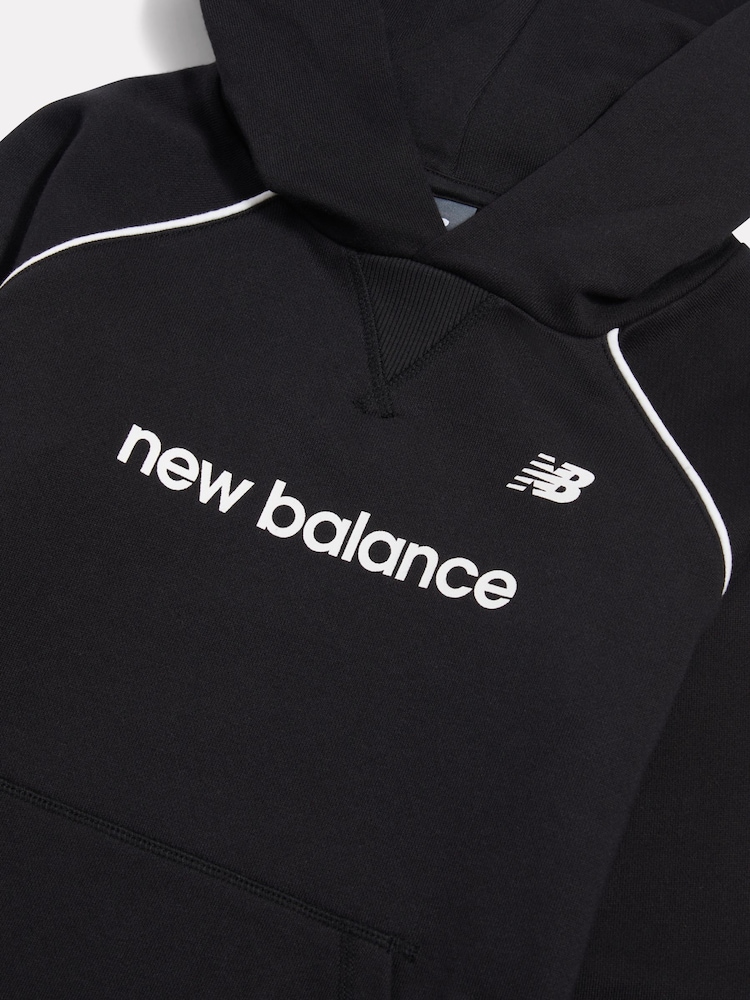 New Balance Black Linear Team Graphic French Terry Hoodie - Image 8 of 8