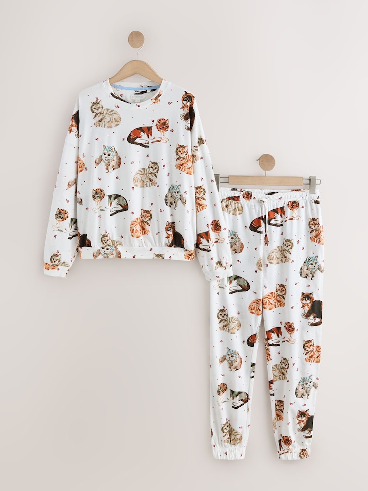 Cream Cats Long Sleeve Pyjamas - Image 1 of 3