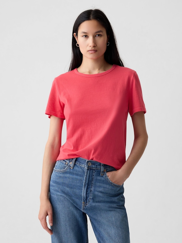 Gap Pink Cotton Short Sleeve Vintage Crew Neck T-Shirt - Image 1 of 4