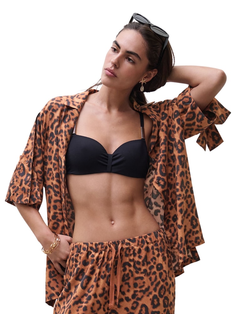 Chantelle Explore short sleeve beachwear shirt, Leopard print - Image 1 of 5