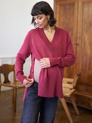 Seraphine Berry Pink Maternity V-Neck Button Nursing Jumper - Image 3 of 7