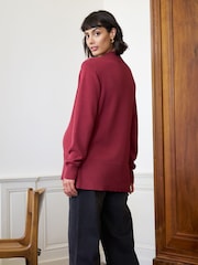 Seraphine Berry Pink Maternity V-Neck Button Nursing Jumper - Image 5 of 7