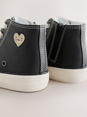 Black PU Standard Fit (F) High Top Trainers - Image 4 of 5