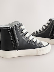 Black PU Standard Fit (F) High Top Trainers - Image 5 of 5