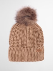 Barbour® Beige Saltburn Pom Beanie Hat - Image 1 of 5