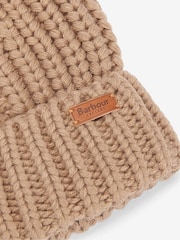 Barbour® Beige Saltburn Pom Beanie Hat - Image 3 of 5
