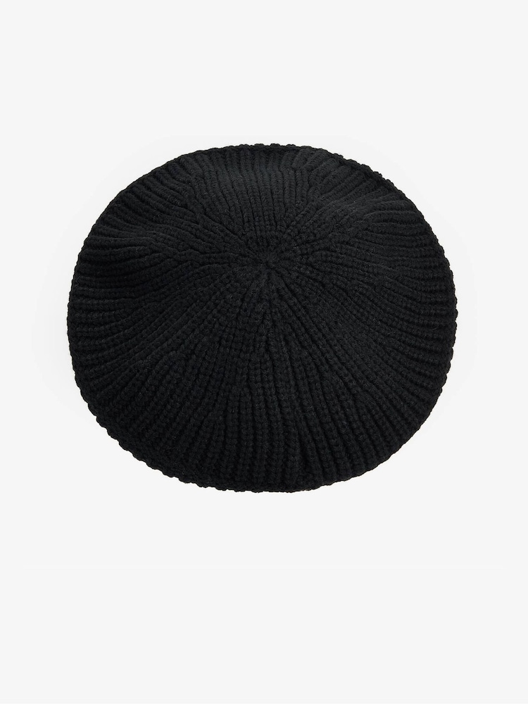 Barbour® Black Beldon Beret Hat - Image 2 of 3 Barbour® Black Beldon Beret Hat - Image 2 of 3