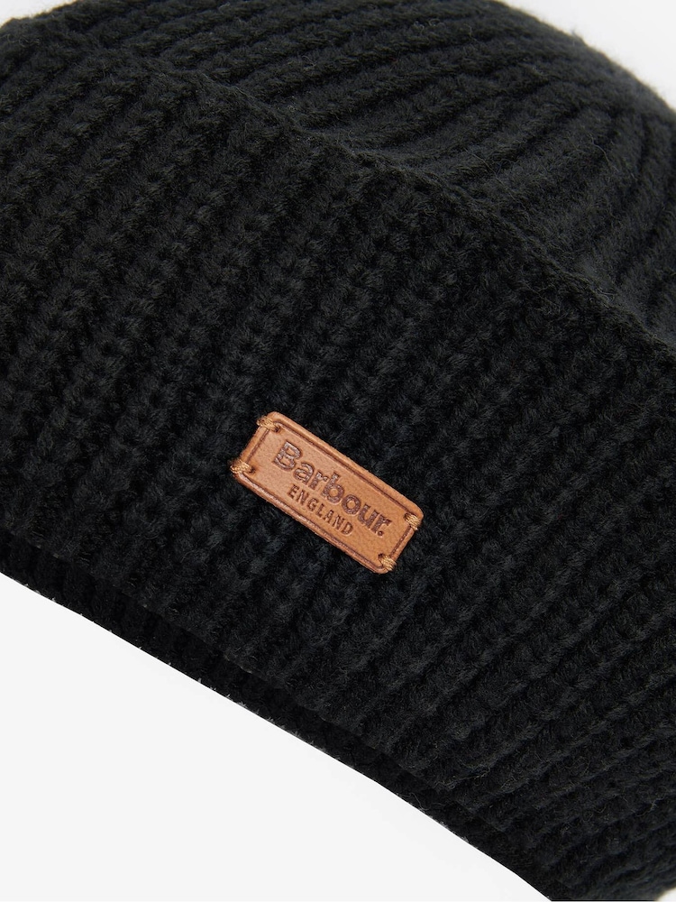 Barbour® Black Beldon Beret Hat - Image 3 of 3 Barbour® Black Beldon Beret Hat - Image 3 of 3