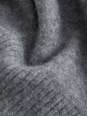 Gris de charbon de bois - Long Sleeve V-Neck Knit Jumper With Wool - Image 7 de 7