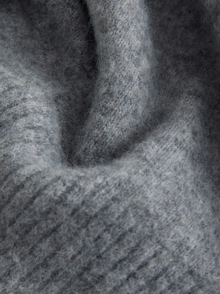 Gris de charbon de bois - Long Sleeve V-Neck Knit Jumper With Wool - Image 7 de 7 Gris de charbon de bois - Long Sleeve V-Neck Knit Jumper With Wool - Image 7 de 7
