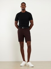River Island Brown Slim Fit Belted Chino Shorts - Image 1 of 4