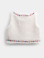 Jojo Maman Bébé Ivory Flower Embroidered Fleece Gilet - Image 2 of 4