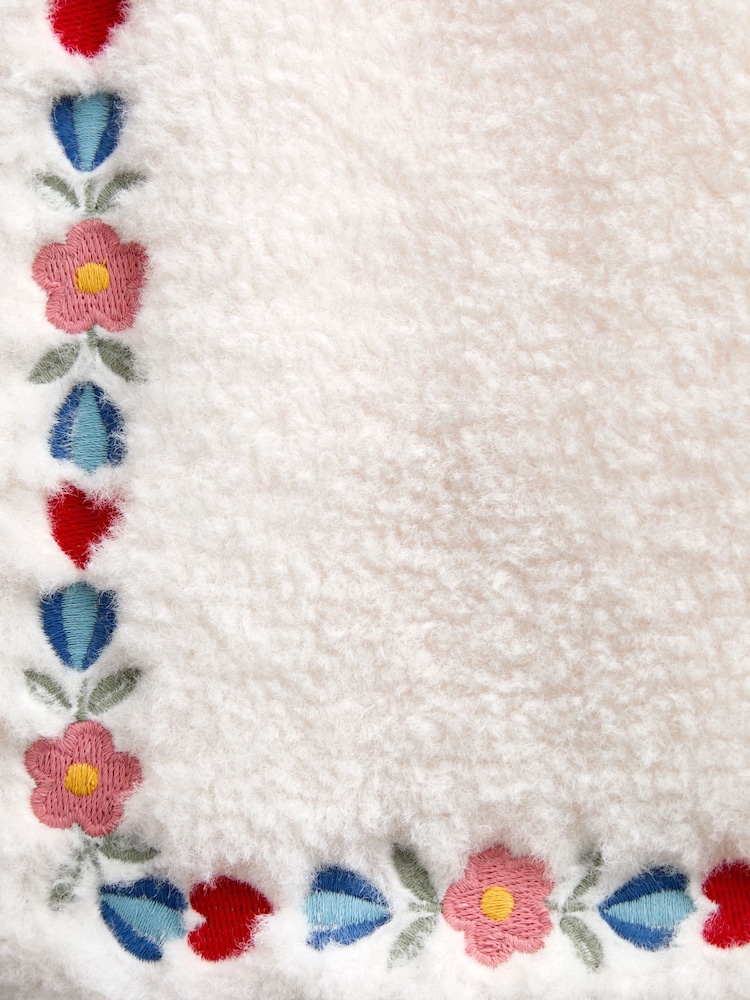 Jojo Maman Bébé Ivory Flower Embroidered Fleece Gilet - Image 4 of 4 Jojo Maman Bébé Ivory Flower Embroidered Fleece Gilet - Image 4 of 4