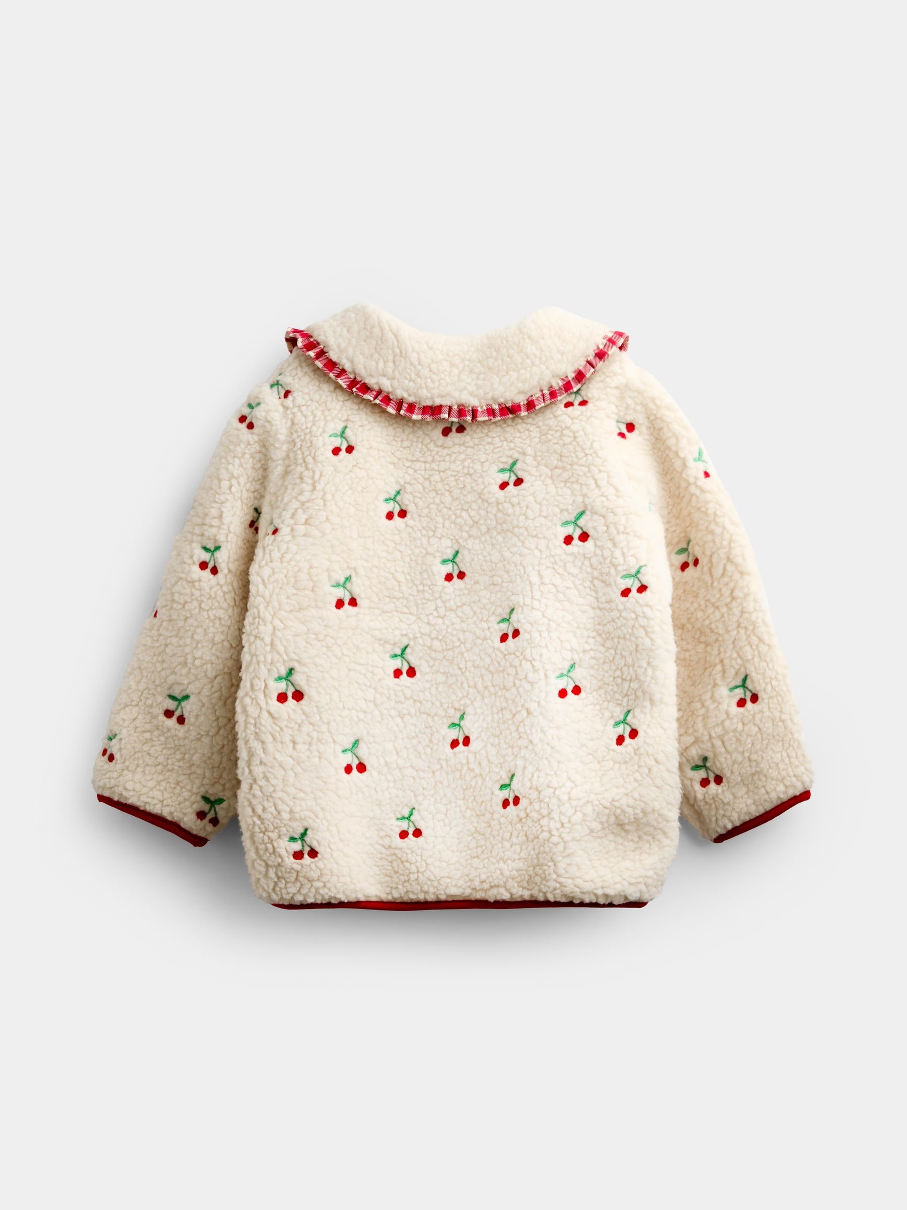 Buy JoJo Maman Bébé Cream Cherry Embroidered Collared Borg Fleece