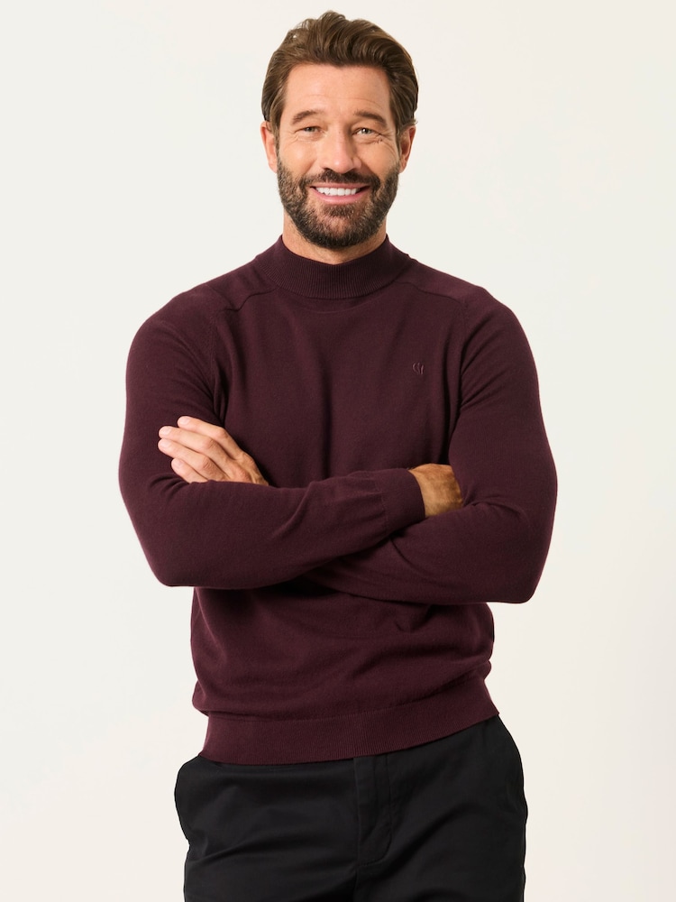 FatFace Burgundy Red Rye Turtle Neck Jumper - Image 1 of 6