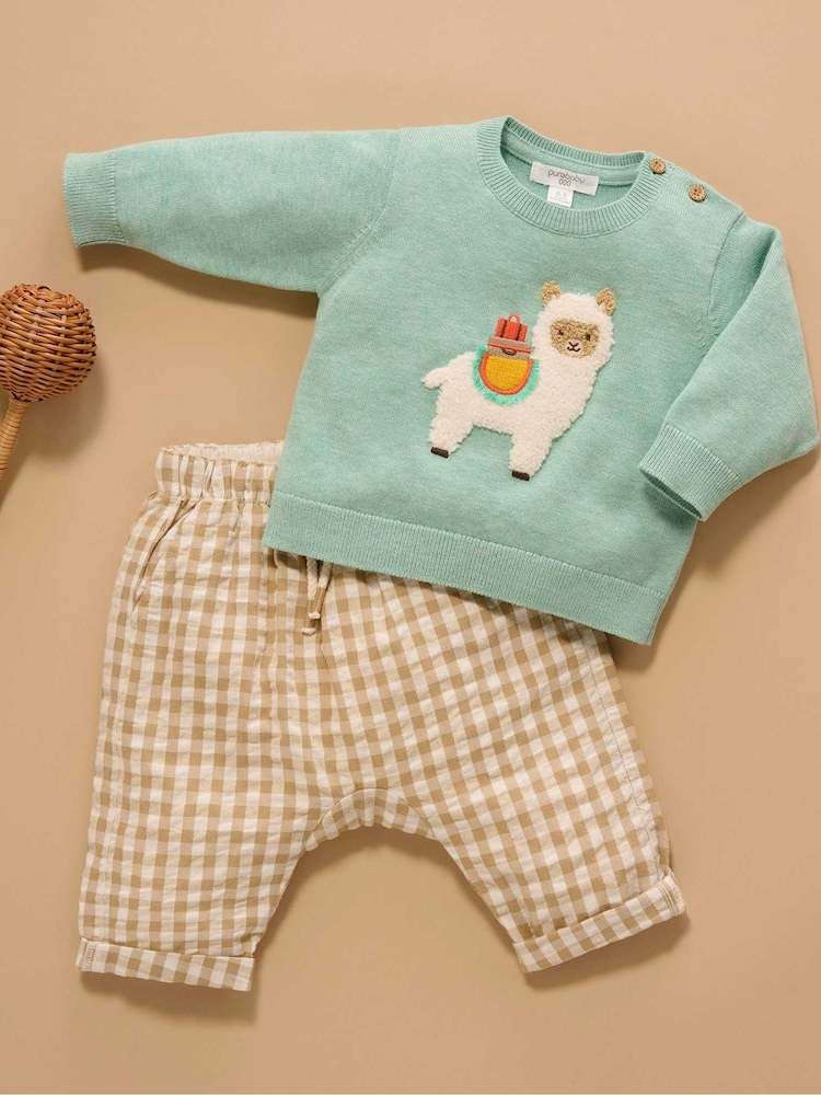 Purebaby Green Llama Knit Jumper - Image 2 of 6