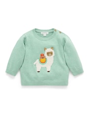 Purebaby Green Llama Knit Jumper - Image 3 of 6