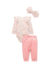 Purebaby Pink Bodysuit & Leggings Set 3 Piece - Image 3 of 6