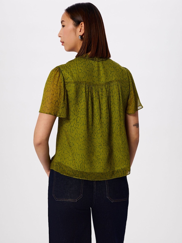 Whistles Green Dragonfly Short Sleeve Blouse - Image 2 of 5