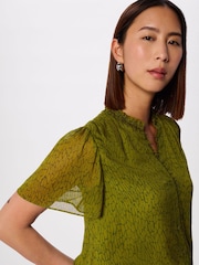 Whistles Green Dragonfly Short Sleeve Blouse - Image 4 of 5
