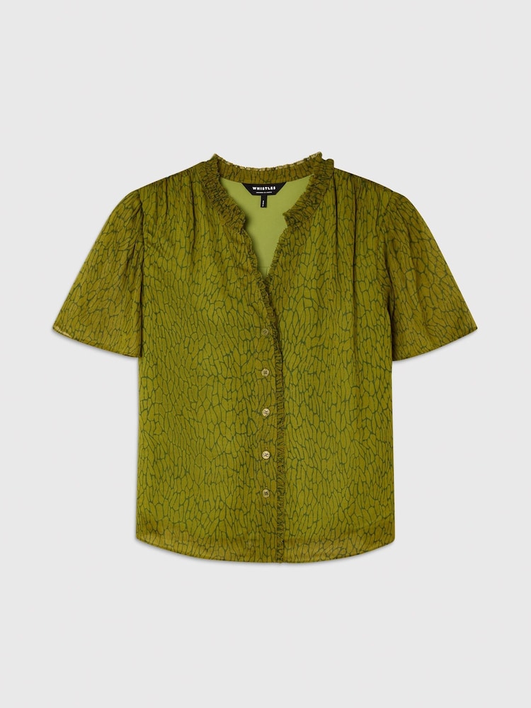 Whistles Green Dragonfly Short Sleeve Blouse - Image 5 of 5