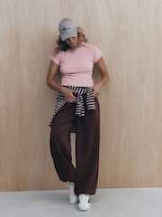 self. Burgundy Red Clean Cuffed Joggers - Image 2 of 6