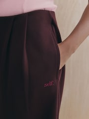 self. Burgundy Red Clean Cuffed Joggers - Image 4 of 6