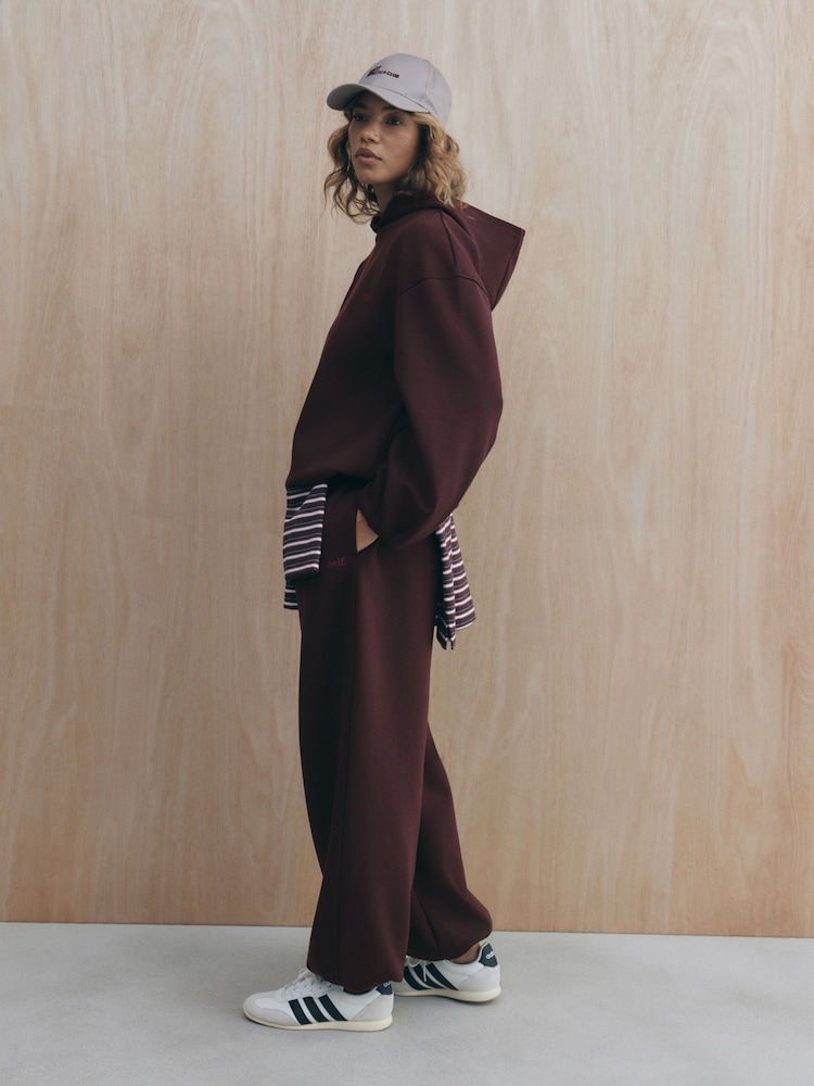 self. Burgundy Red Clean Cuffed Joggers - Image 6 of 6