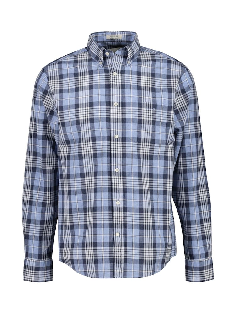 GANT Blue Poplin Melange Check Shirt - Image 1 of 1 GANT Blue Poplin Melange Check Shirt - Image 1 of 1