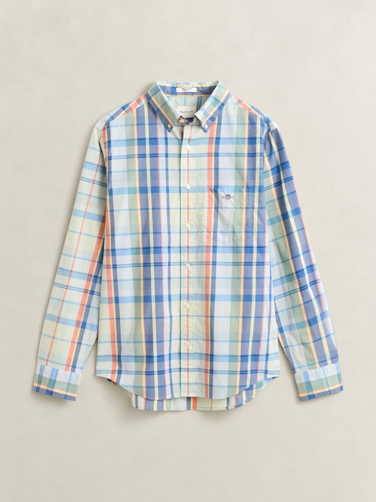 GANT Blue Poplin Multi Check Shirt - Image 1 of 3 GANT Blue Poplin Multi Check Shirt - Image 1 of 3