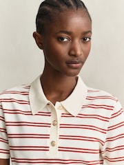 GANT Cream Stripe Pique Polo Shirt - Image 4 of 6