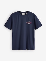 Bleu marine - T-shirt GANT avec logo brodé - Image 5 sur 8