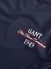 Bleu marine - T-shirt GANT avec logo brodé - Image 7 sur 8