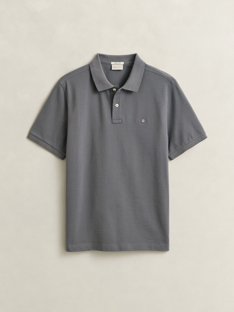 GANT Grey Shield Logo Pique Polo Shirt - Image 5 of 5