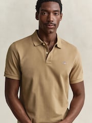 GANT Brown Shield Logo Pique Polo Shirt - Image 4 of 5