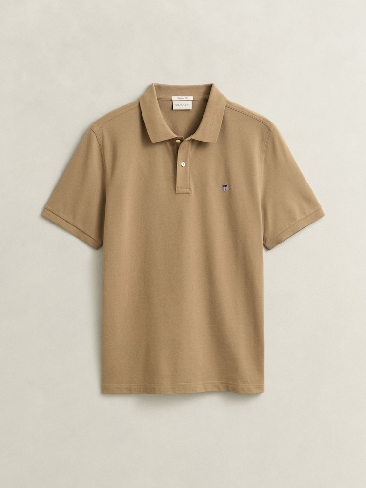 GANT Brown Shield Logo Pique Polo Shirt - Image 5 of 5