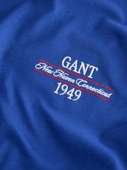 Bleu - T-shirt GANT avec logo brodé - Image 7 sur 8
