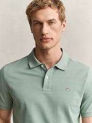 GANT Light Green Shield Logo Pique Polo Shirt - Image 4 of 5