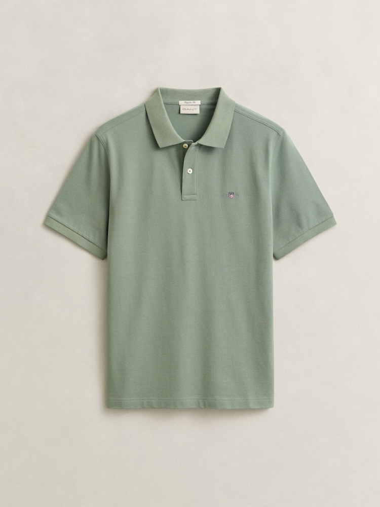 GANT Light Green Shield Logo Pique Polo Shirt - Image 5 of 5