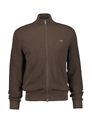 Smeđa - GANT Micro Textured Zip Through Cardigan - Slika 1 od 1