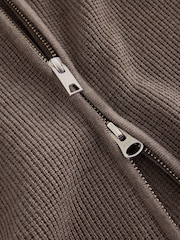 GANT Brown Micro Textured Zip Through Cardigan - Image 4 of 5