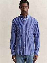 GANT Blue Classic Poplin Stripe Shirt - Image 1 of 5